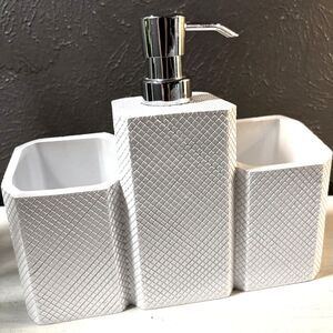 Soho Textured White Soap and Lotion Dispenser Organizer